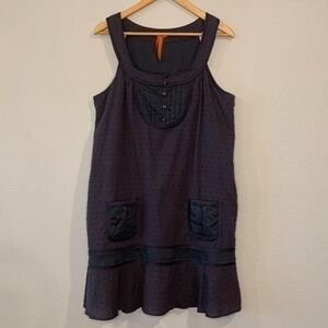 BCBGeneration Swiss dot cotton sleeveless tank dress flounce hem M